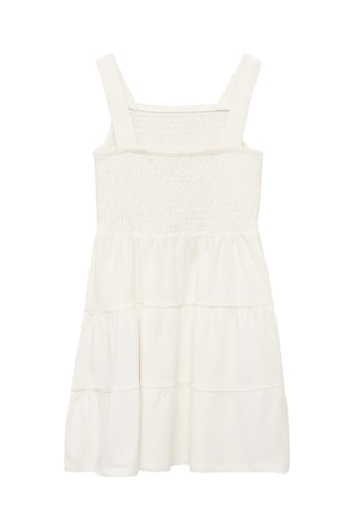 Robe nid d'abeilles coton - Blanc cassé