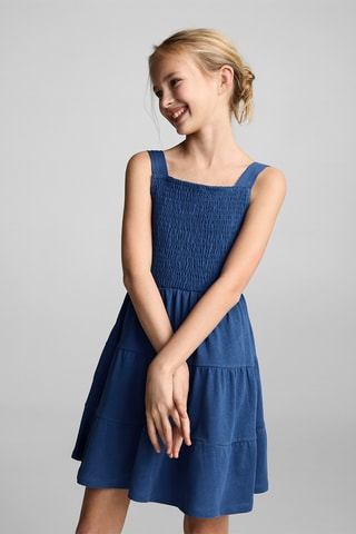 Robe nid d'abeilles coton - Blanc cassé