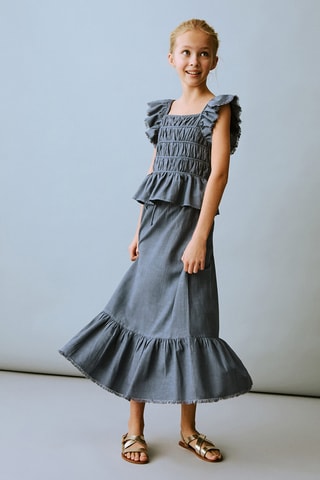 Jupe longue volants - Bleu