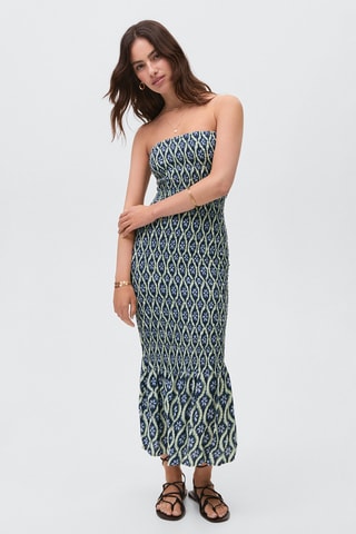 Robe bustier imprimée - Bleu marine