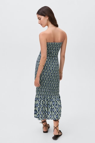 Robe bustier imprimée - Bleu marine