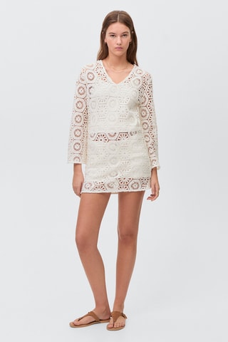 Robe crochet transparente - Blanc cassé