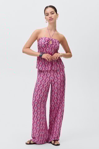 Pantalon imprimé palmier - Rose