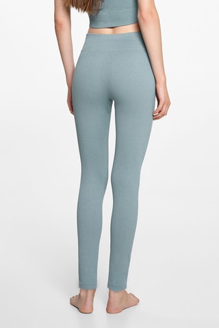 Legging de sport maille côtelée - Vert menthe