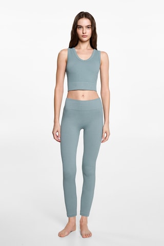 Legging de sport maille côtelée - Vert menthe