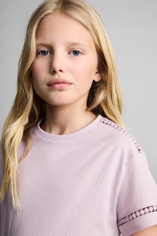 T-shirt détails ajourés - Bleu pétrole