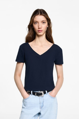 T-shirt crop maille - Blanc cassé