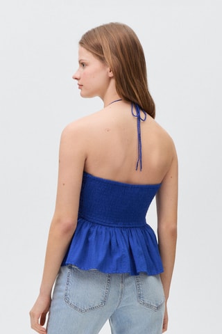 Haut crochet perles - Bleu marine