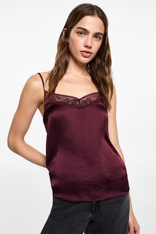 Top détail dentelle - Bleu nuit