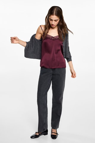 Top détail dentelle - Bleu nuit