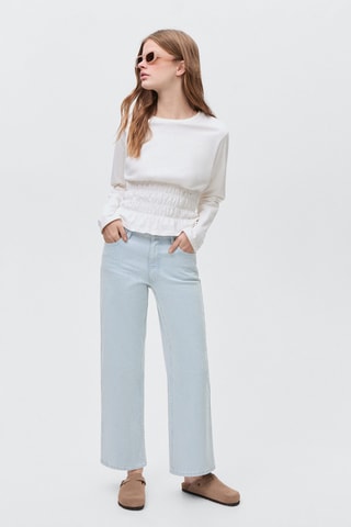 Jean style jupe-culotte à rayures - Bleu