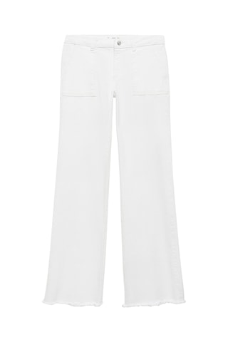 Jean wideleg revers effilochés - Blanc