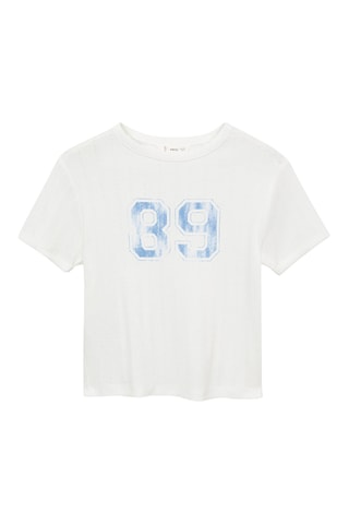 T-shirt manches courtes crop - Blanc cassé