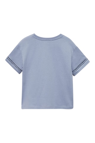 T-shirt détails ajourés - Bleu pétrole