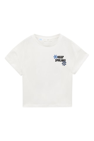 T-shirt coton message imprimé - Blanc cassé