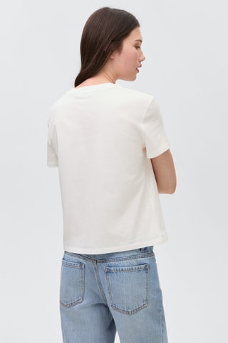 T-shirt coton imprimé motif - Blanc cassé