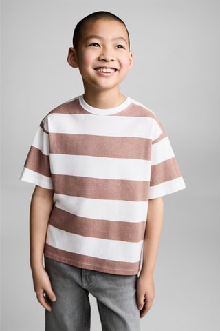 T-shirt coton à rayures - Rose clair