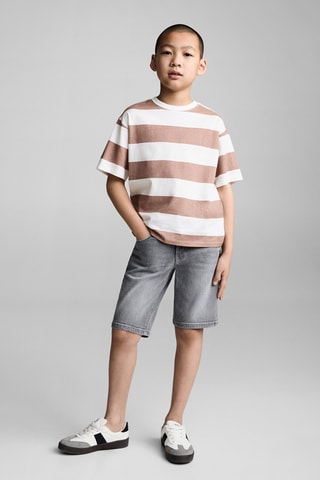 T-shirt coton à rayures - Rose clair