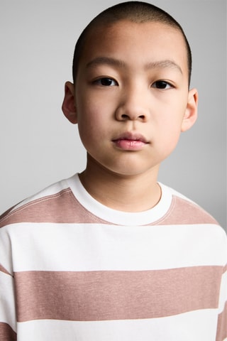 T-shirt coton à rayures - Rose clair