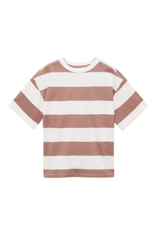 T-shirt coton à rayures - Rose clair