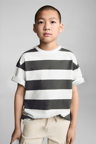 T-shirt coton à rayures - Rose clair