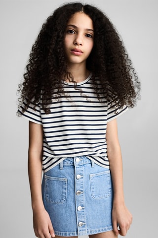 T-shirt à rayures et ouverture aux épaules - Bleu marine