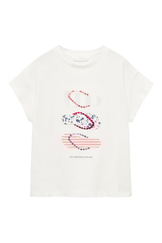 T-shirt brodé imprimé - Blanc cassé