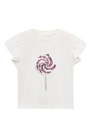 T-shirt imprimé paillettes - Blanc cassé