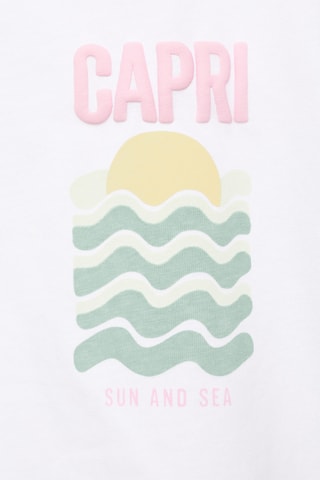 T-shirt crop imprimé - Blanc cassé