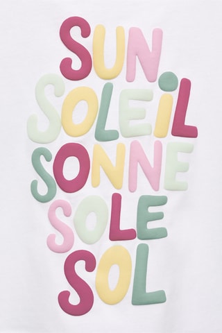 T-shirt crop imprimé - Blanc cassé