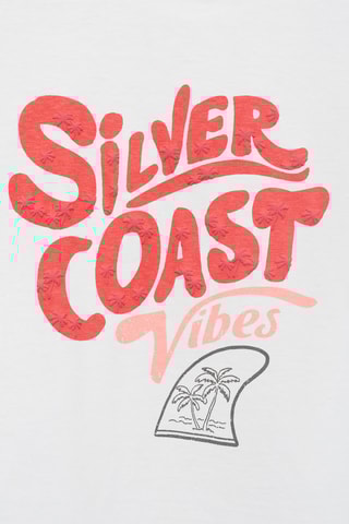 T-shirt message relief - Blanc cassé