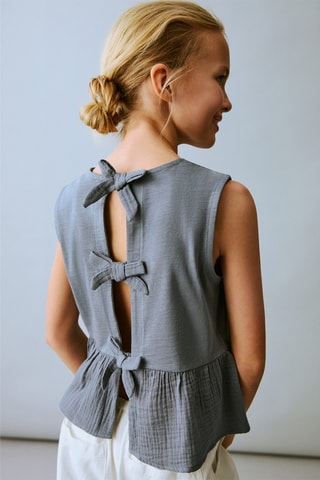 T-shirt à volants noeud - Blanc cassé