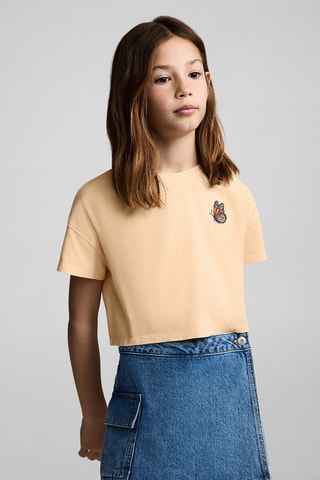 T-shirt crop imprimé - Orange
