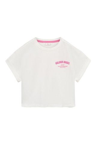 T-shirt crop imprimé - Blanc cassé