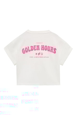 T-shirt crop imprimé - Blanc cassé