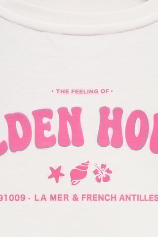 T-shirt crop imprimé - Blanc cassé