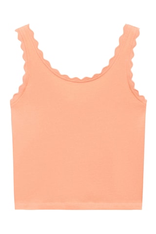 T-shirt bretelles détail brodé - Blanc cassé