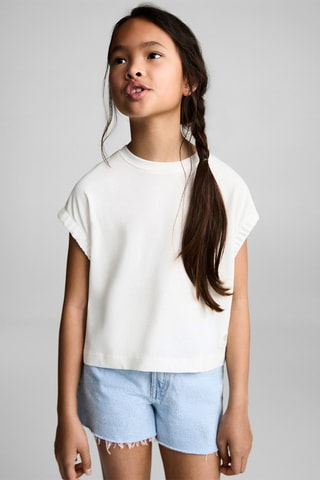 T-shirt manches froncées - Blanc cassé