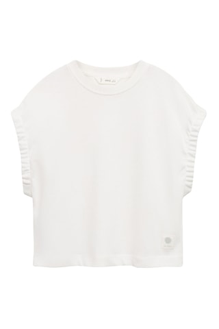T-shirt manches froncées - Blanc cassé