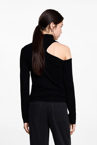 Pull-over asymétrique ouverture épaule - Noir