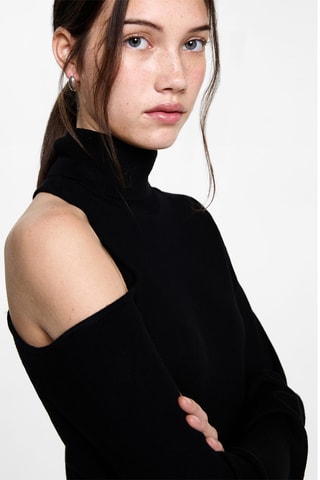 Pull-over asymétrique ouverture épaule - Noir