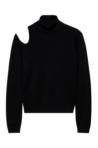 Pull-over asymétrique ouverture épaule - Noir