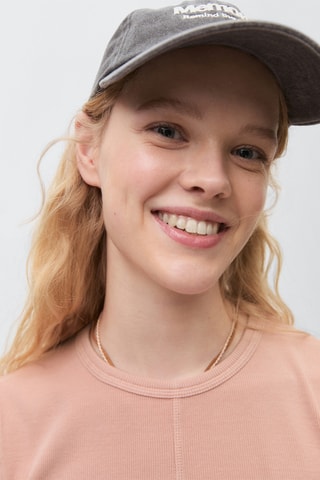 T-shirt crop maille côtelée - Rose clair