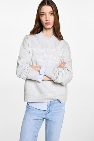 Sweat-shirt coton imprimé - Gris clair