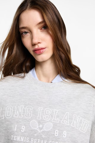 Sweat-shirt coton imprimé - Gris clair