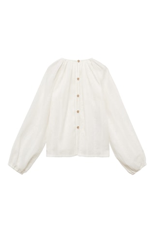 Blouse coton détails brodés - Blanc