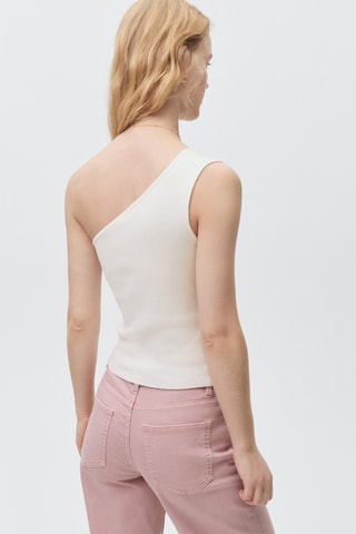 Top maille asymétrique - Blanc cassé