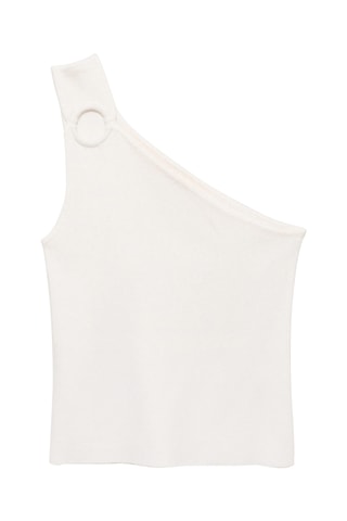 Top maille asymétrique - Blanc cassé