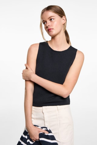 Crop top maille - Bleu marine