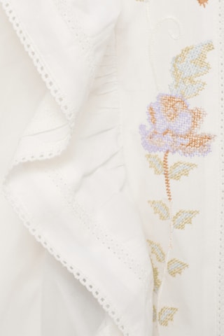 Blouse brodée fleurs - Blanc